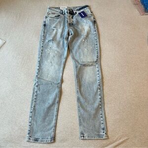 Men's Distressed Relaxed Jeans - Light Blue